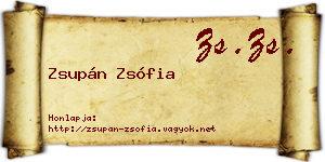 Zsupán Zsófia névjegykártya